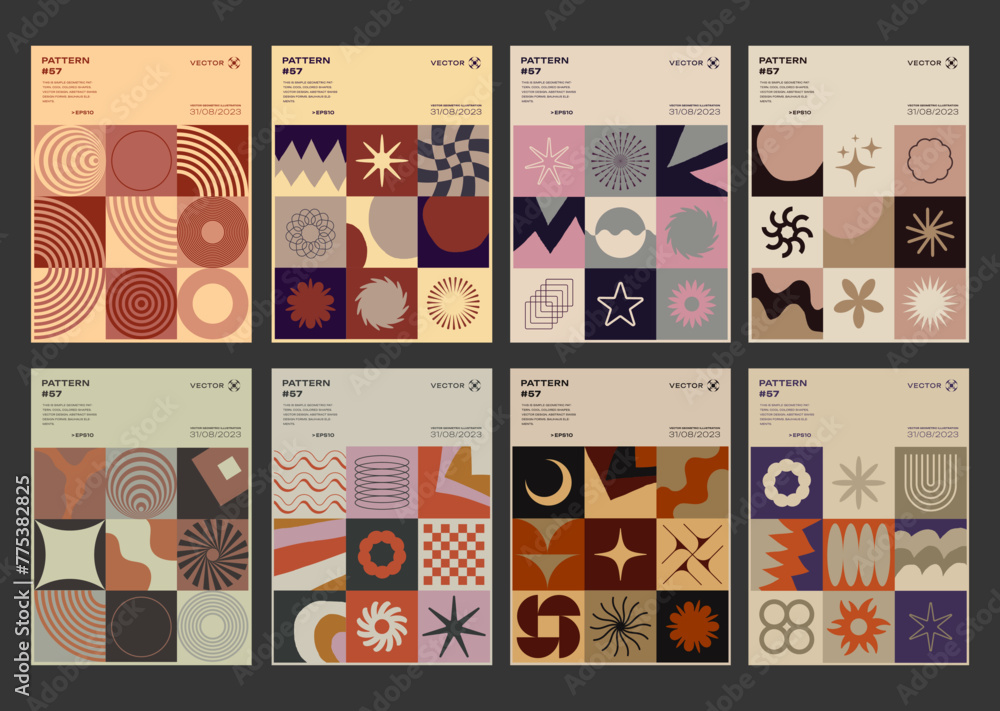 Fototapete cool swiss design posters collection. set of print patterns vector design. abstract geometric placar