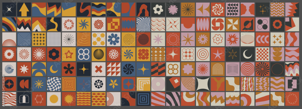 Aufkleber simple geometric abstract vector pattern. swiss design shapes. decorative background. brutalist grap