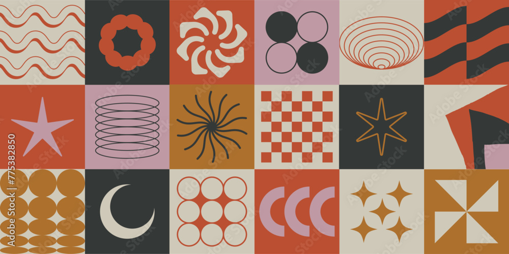 Aufkleber simple geometric abstract vector pattern. swiss design shapes. bauhaus decorative background. brutal