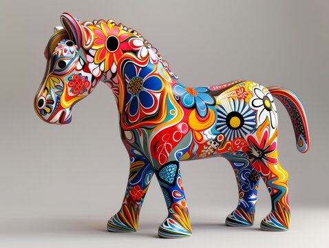 Modern Dala Horse in Vibrant Color