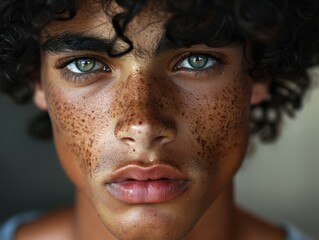 Young Male Model with Black Curly Hair