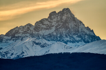 Sunset in the mountains, Monviso, the King of Stone