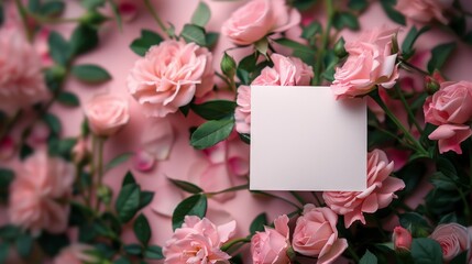 Pink Floral Blank Card