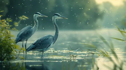 Foto op Plexiglas Herons standing motionless in the shallows, waiting for prey © MuhammadInaam