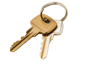 Two keys on a ring over transparent background