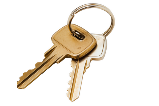 Two keys on a ring over transparent background