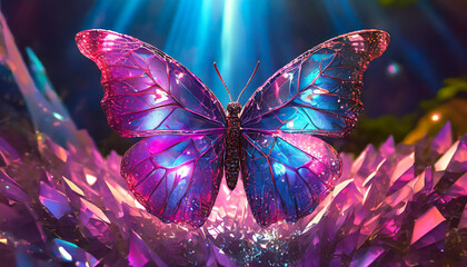 3d digital art of an enchanting crystalline butterfly wallpaper