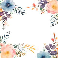 Fototapeta premium Watercolor of a wedding invitation card with floral patterns