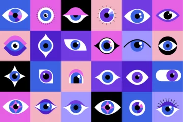 Rolgordijnen Collection of eyes logos, symbols and icons. Concept illustration © Marina Zlochin