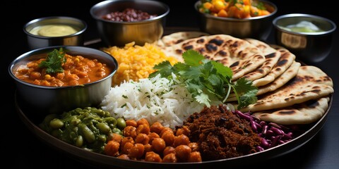  Mini Meal Extravaganza: Chole Masala, Roti, Dal Tarka, Jeera Rice, and Salad. A Culinary Fiesta in a Parcel Platter Combo Thali.