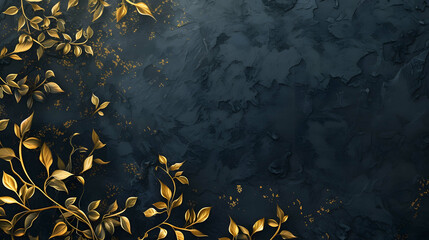 Close up of old gold and blue baroque style wallpaper - obrazy, fototapety, plakaty