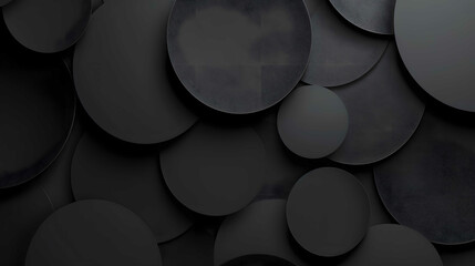 Geometric 3d smooth matte shapes. Abstract background with black colour palette. Generative AI