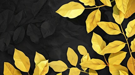 autumn leaves background on black. Generative AI
