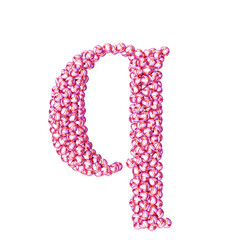 Symbol made of pink volleyballs. letter q