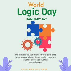 Fototapeta na wymiar World Logic Day Flyer poster template Vector illustration. flat design background.