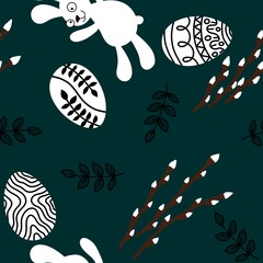 Easter animals bunnies seamless rabbit and eggs pattern for wrapping paper and kids clothes print and party accessories