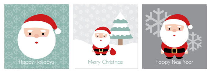 Happy Holidays, Merry Christmas & Happy New Year Card Minimal Vector Illustration