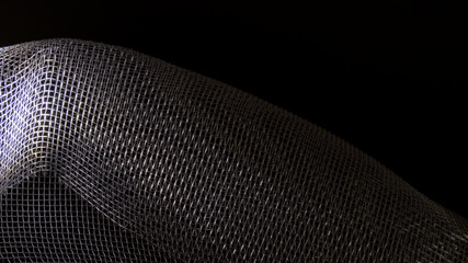 metallic abstraction, metal mesh on black background