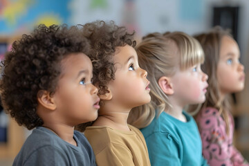 diversity kids learning in kindergarten, elementary education