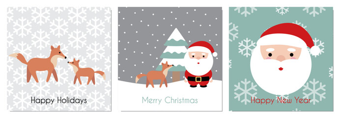 Happy Holidays, Christmas & New Year Wish Card Cute Illustration