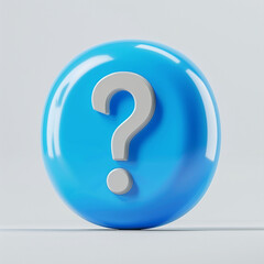 Blue question mark button concept, 3d circle icon