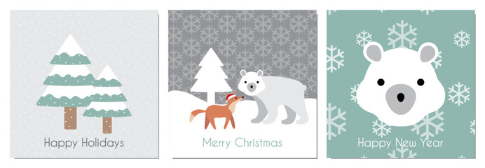 Merry Christmas, Happy New Year And Happy Holidays Card Illustration