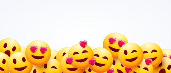 Emoticon Background Concept With Happy And Lovely Emotions - obrazy, fototapety, plakaty
