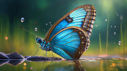 Makro niebieski motyl