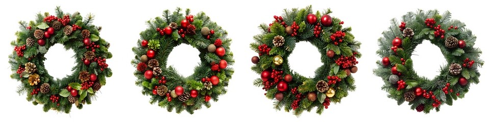 Fototapeta na wymiar Christmas wreath isolated on white background. New year.