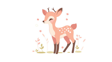 A cute deer on white background illustration 2d fla