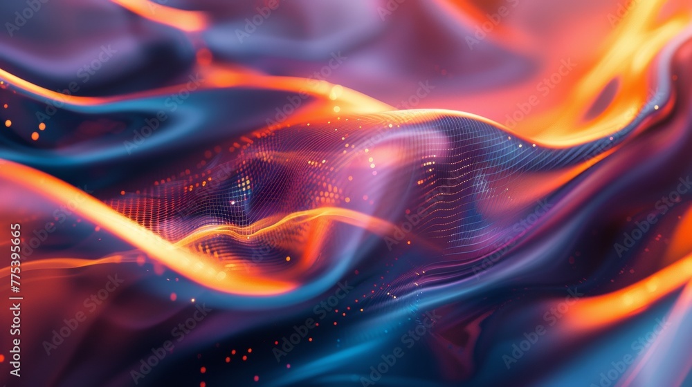 Poster a close up of a colorful abstract background with some wavy lines, ai