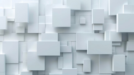 White tech background, with a geometric 3D structure. Clean, minimal design with simple futuristic forms. 3D render