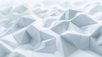 White tech background, with a geometric 3D structure. Clean, minimal design with simple futuristic forms. 3D render
