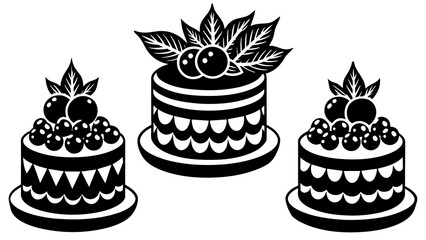 Delicious Three-Set Cake Decorated with Berries A Sweet Treat for Every Occasion!