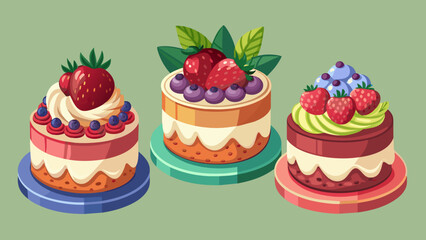 Delicious Three-Set Cake Decorated with Berries A Sweet Treat for Every Occasion!