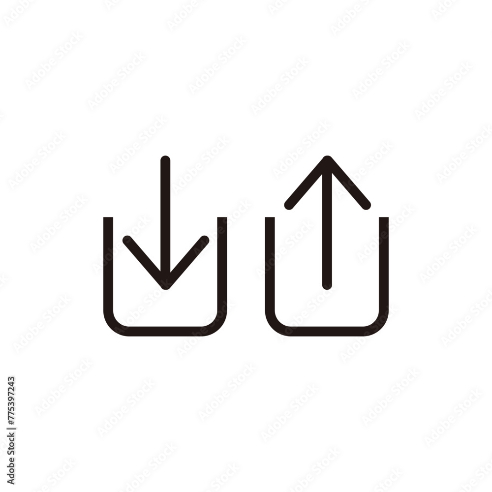 Poster upload and download icon. Down arrow vector icon. Symbol design icon graphic element resources. Vector illustration with ui theme application icon