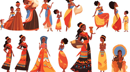 African woman and traditional ethnic vector element