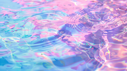 Fototapeta na wymiar calming pastel blue and pink water ripples in holographic style