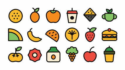 Doodle Food Icons Fun and Wholesome Illustrations on White Background
