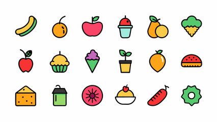 Doodle Food Icons Fun and Wholesome Illustrations on White Background