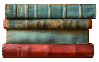 Vintage books, a stack on a transparent background