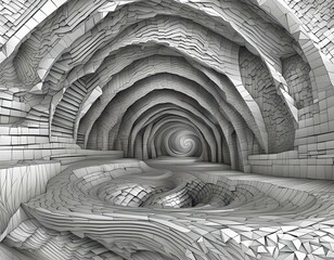 Black and White Photo of a Tunnel. Generative AI