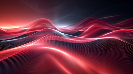 A red and black abstract background with waves of light, AI - obrazy, fototapety, plakaty