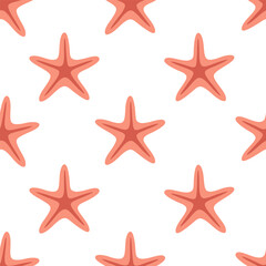 Seamless pattern with starfishes. Summer seamless pattern. Vector illustration in flat style