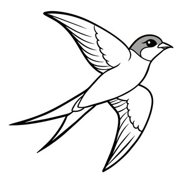 recommend clip art: line art of a swallow