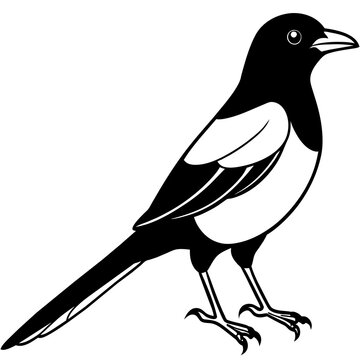 recommend clip art: line art of a magpie