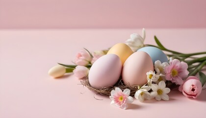 Fototapeta na wymiar Delicately-Colored-Easter-Eggs-And-Delicate-Spring- 3