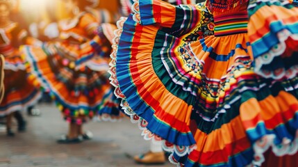Mexican dancers performing at the square's cultural carnival - obrazy, fototapety, plakaty