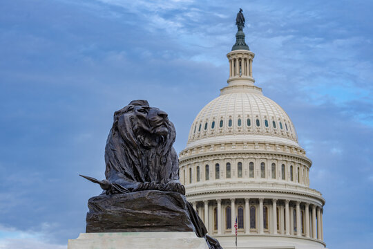 United States Capitol building icon in Washington DC. Capitol building. Senate and Representatives government home in Washington D.C.