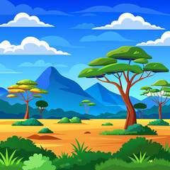 mountains and trees in the background
